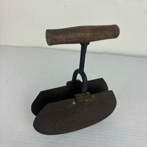 Antique primitive double bowl chopper-handmade antique wood handle/metal blades